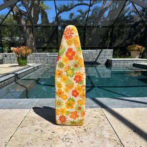 Vintage Travel Tabletop Flower Power MCM Covered Double Ironing Board *Mini*